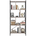 Offenes Bücherregal mit 5 Ebenen für Büro, Großes Regal, beige-schwarz