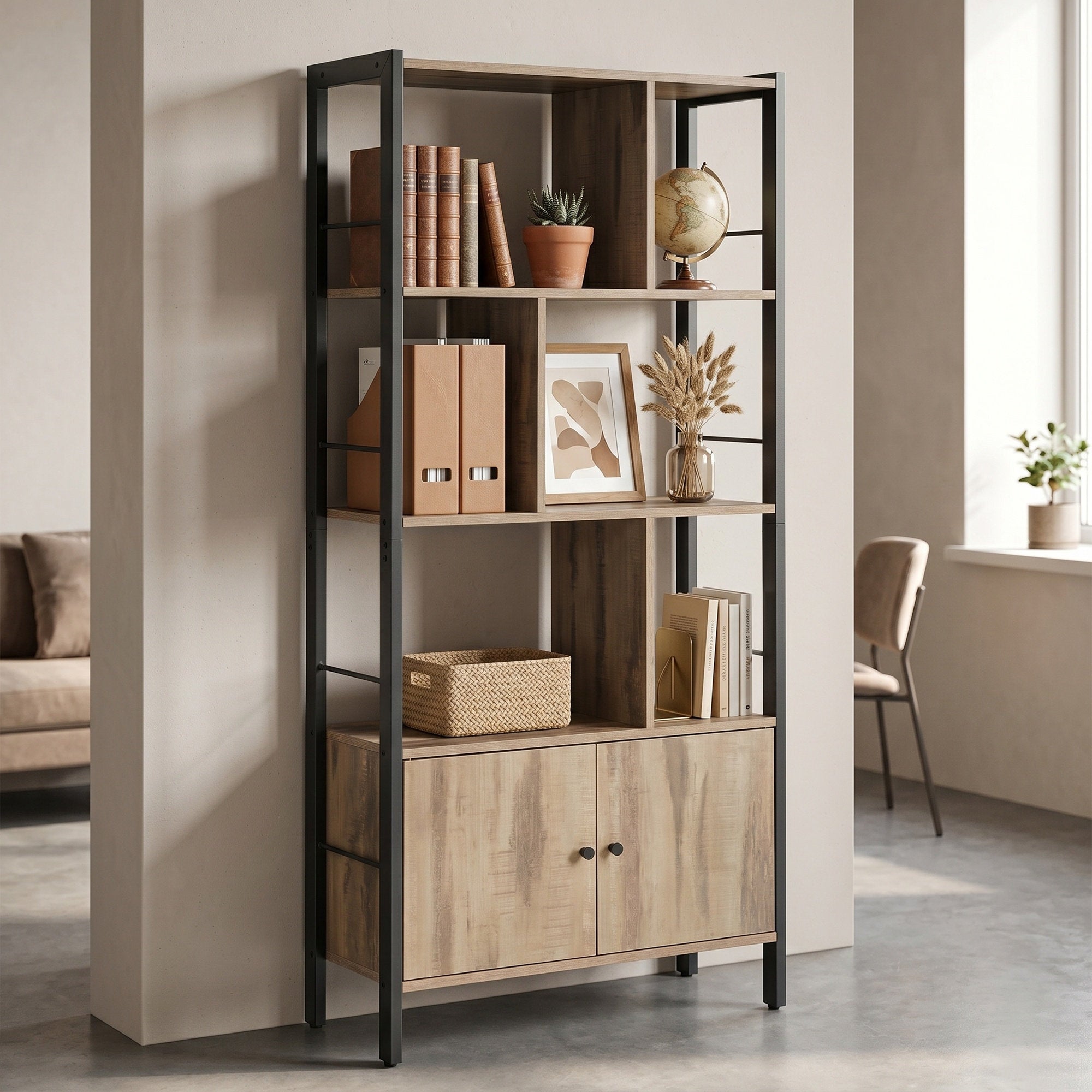 Bücherregal, 4 offene Regalebenen, Bücherschrank