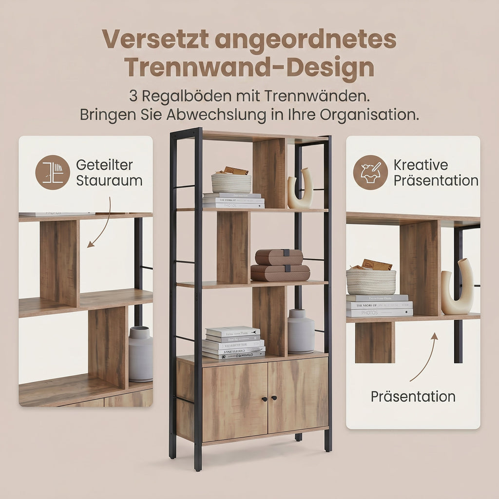 Bücherregal, 4 offene Regalebenen, Bücherschrank