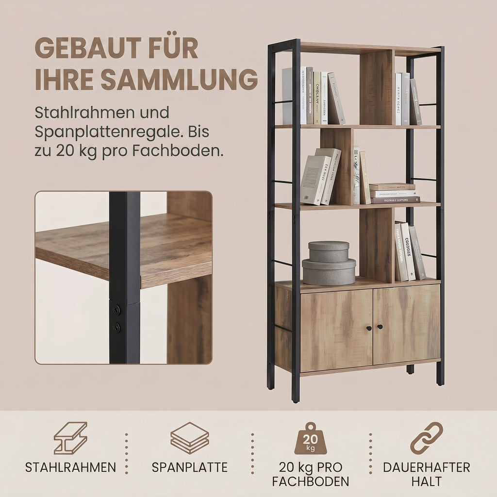 Bücherregal, 4 offene Regalebenen, Bücherschrank