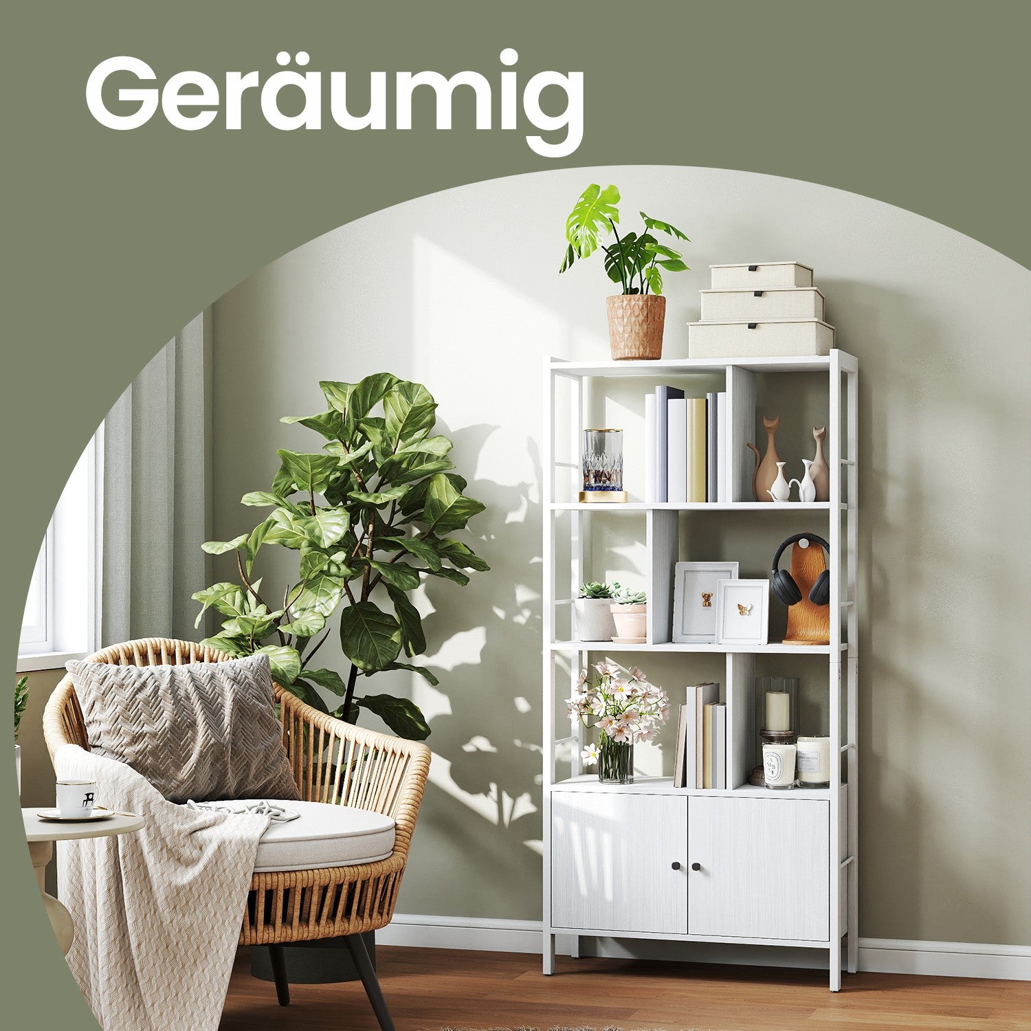 Bücherregal mit 4 offenen Regalebenen modern