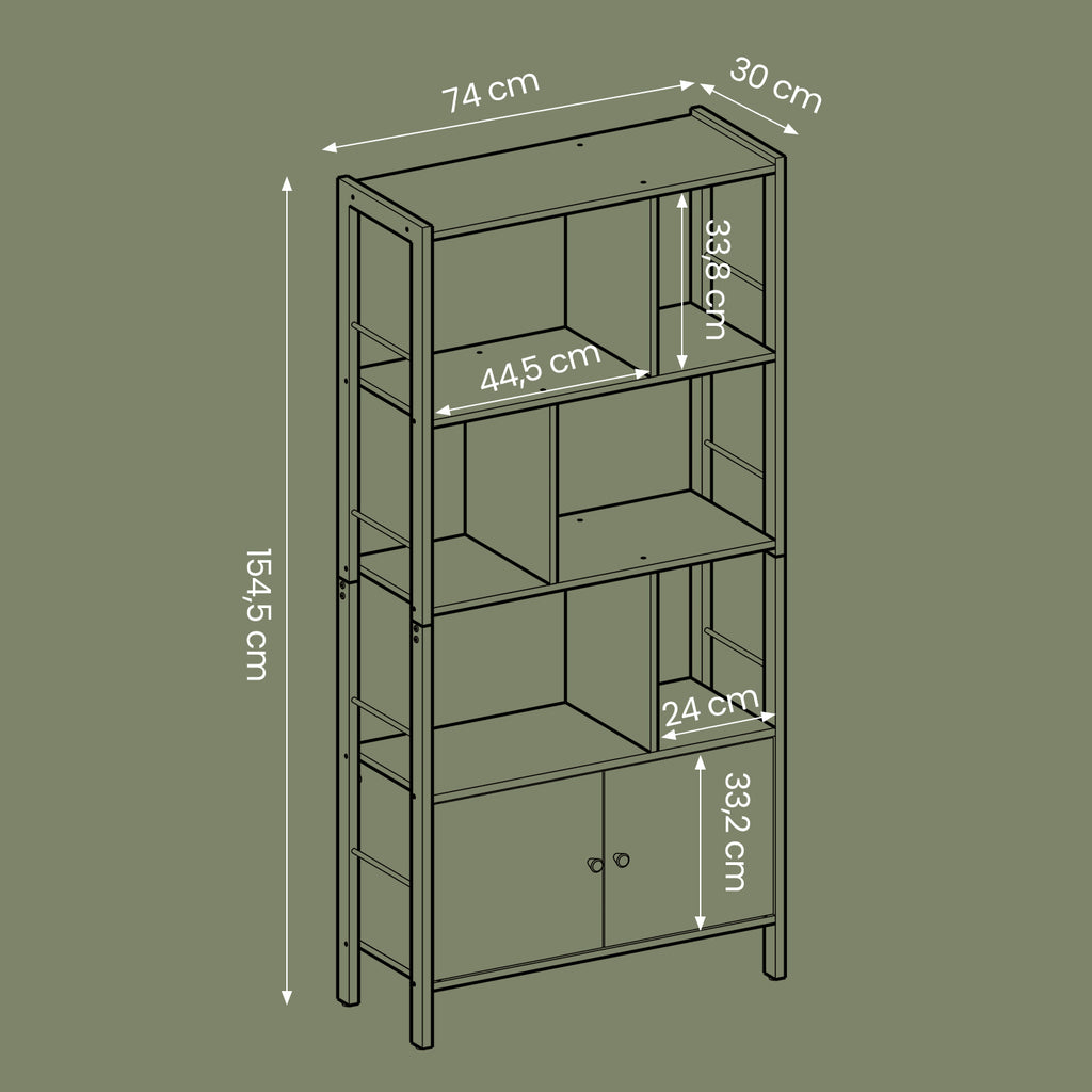 Bücherregal mit 4 offenen Regalebenen modern