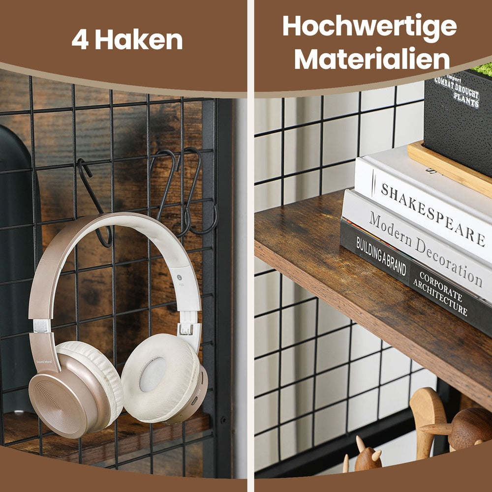 4-stöckiges Bücherregal, Haken, Wohnzimmer