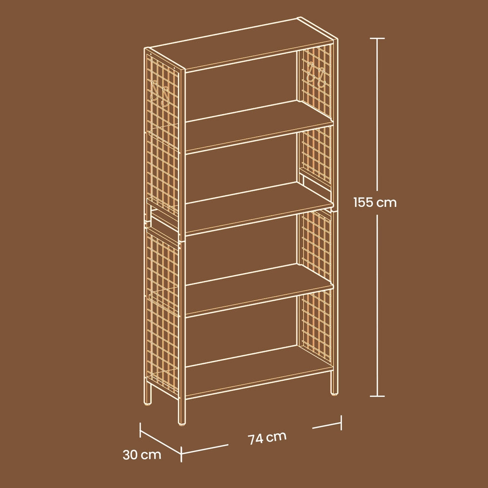 4-stöckiges Bücherregal, Haken, Wohnzimmer