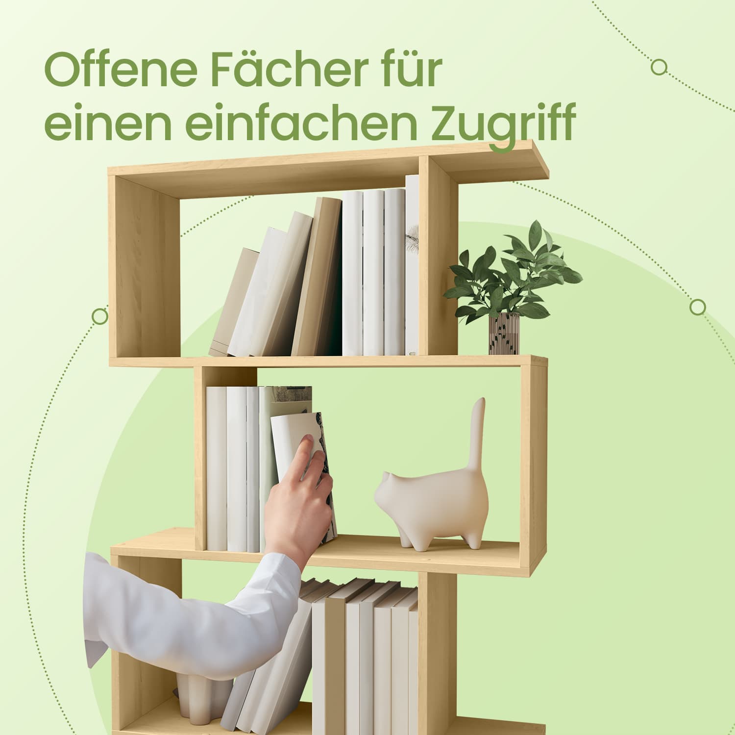 6 stufiges Bücherregal, Standregal freistehend, Büroregal zur Präsentation