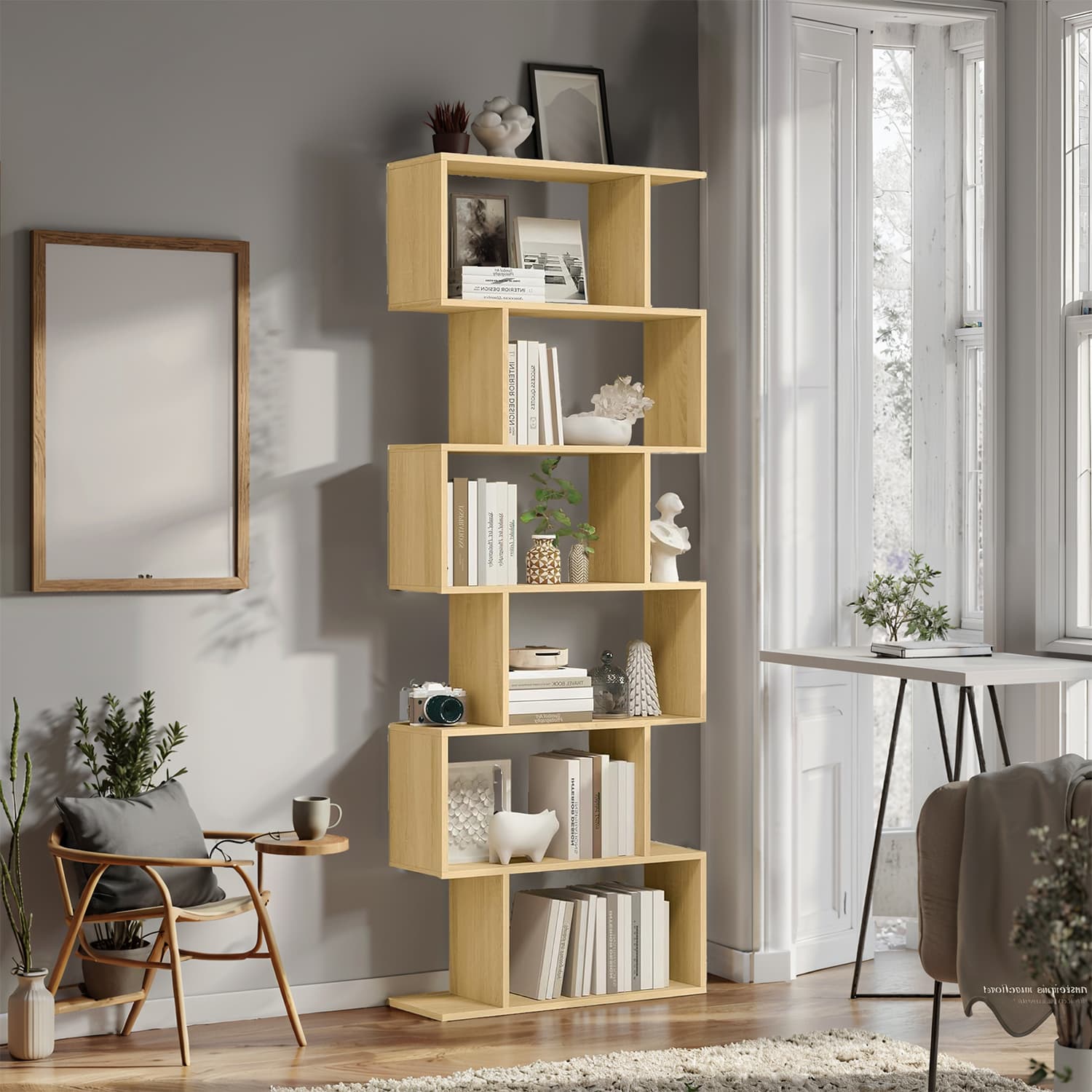 6 stufiges Bücherregal, Standregal freistehend, Büroregal zur Präsentation
