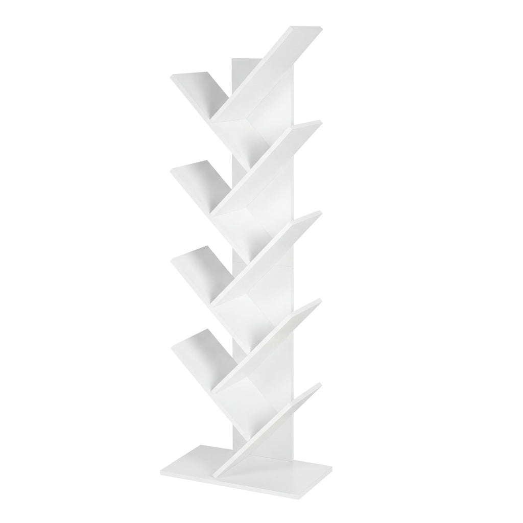 Bücherregal 9 Ebenen, Standregal Baumform, Eckregal platzsparend