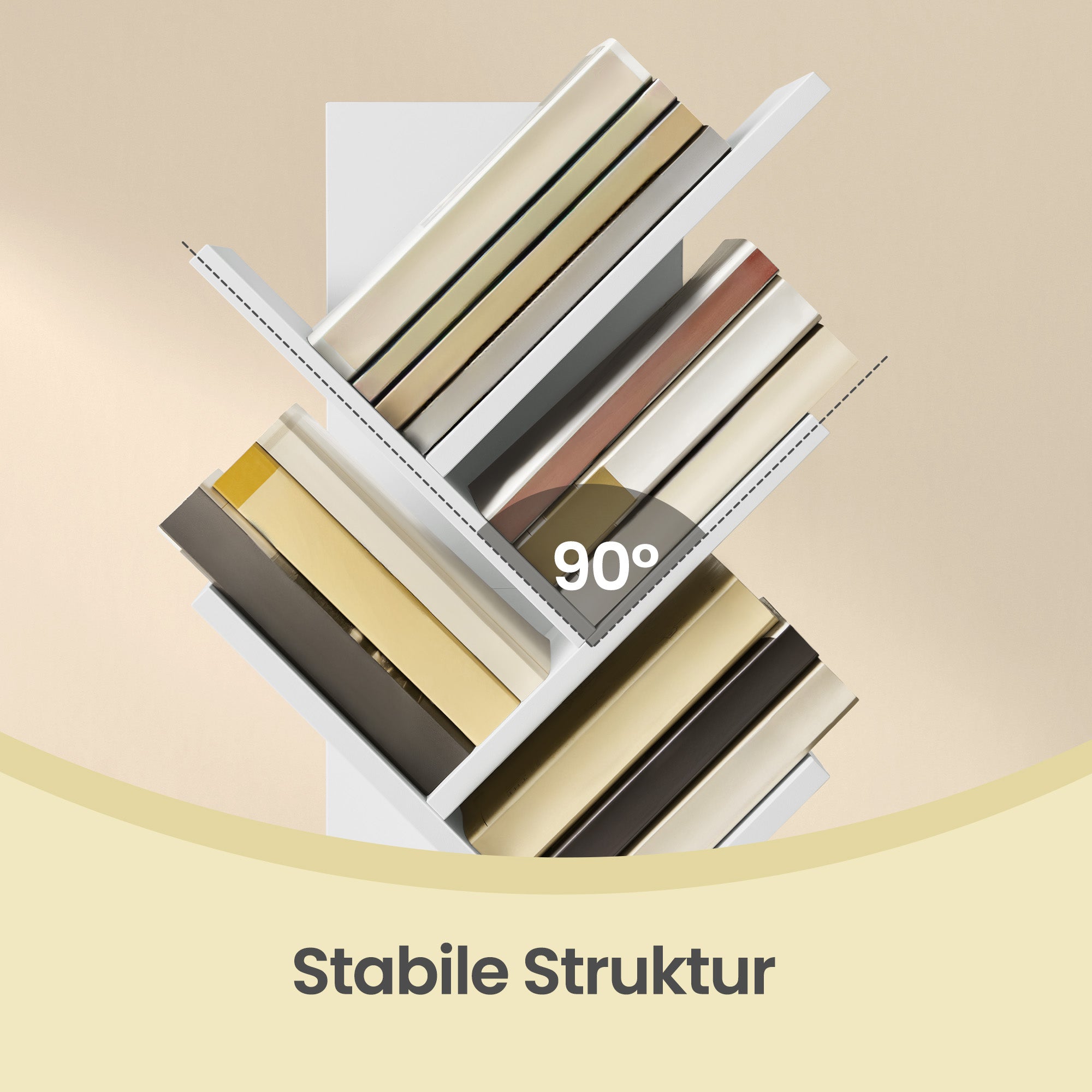 Bücherregal 9 Ebenen, Standregal Baumform, Eckregal platzsparend