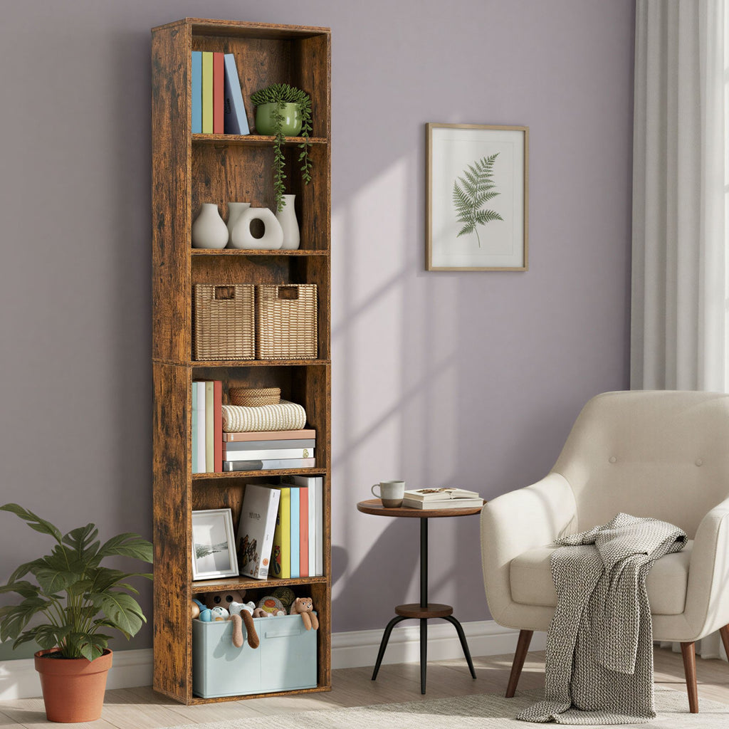 6 stufiges Bücherregal, Standregal im skandinavischen Stil, für Wohnzimmer