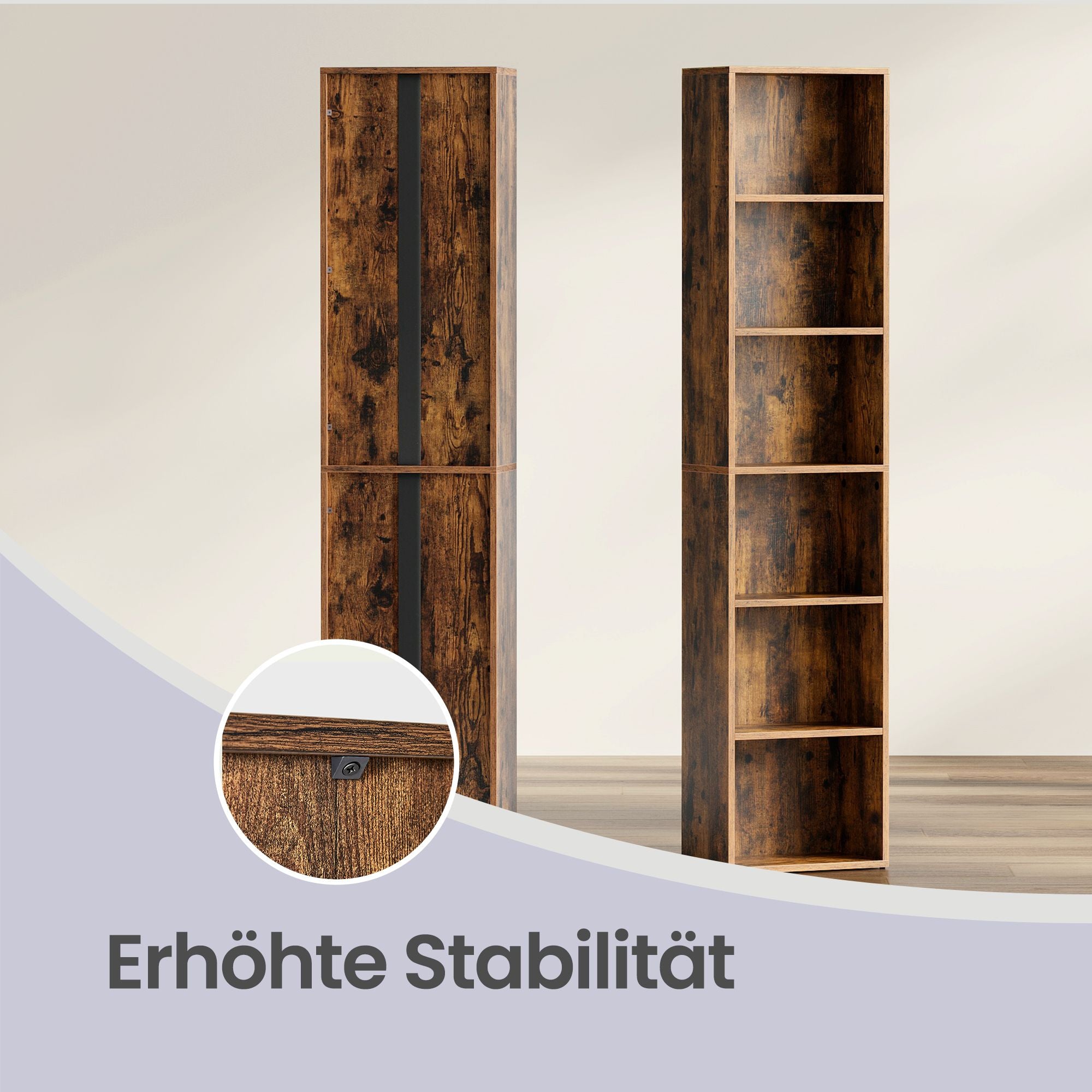 6 stufiges Bücherregal, Standregal im skandinavischen Stil, für Wohnzimmer