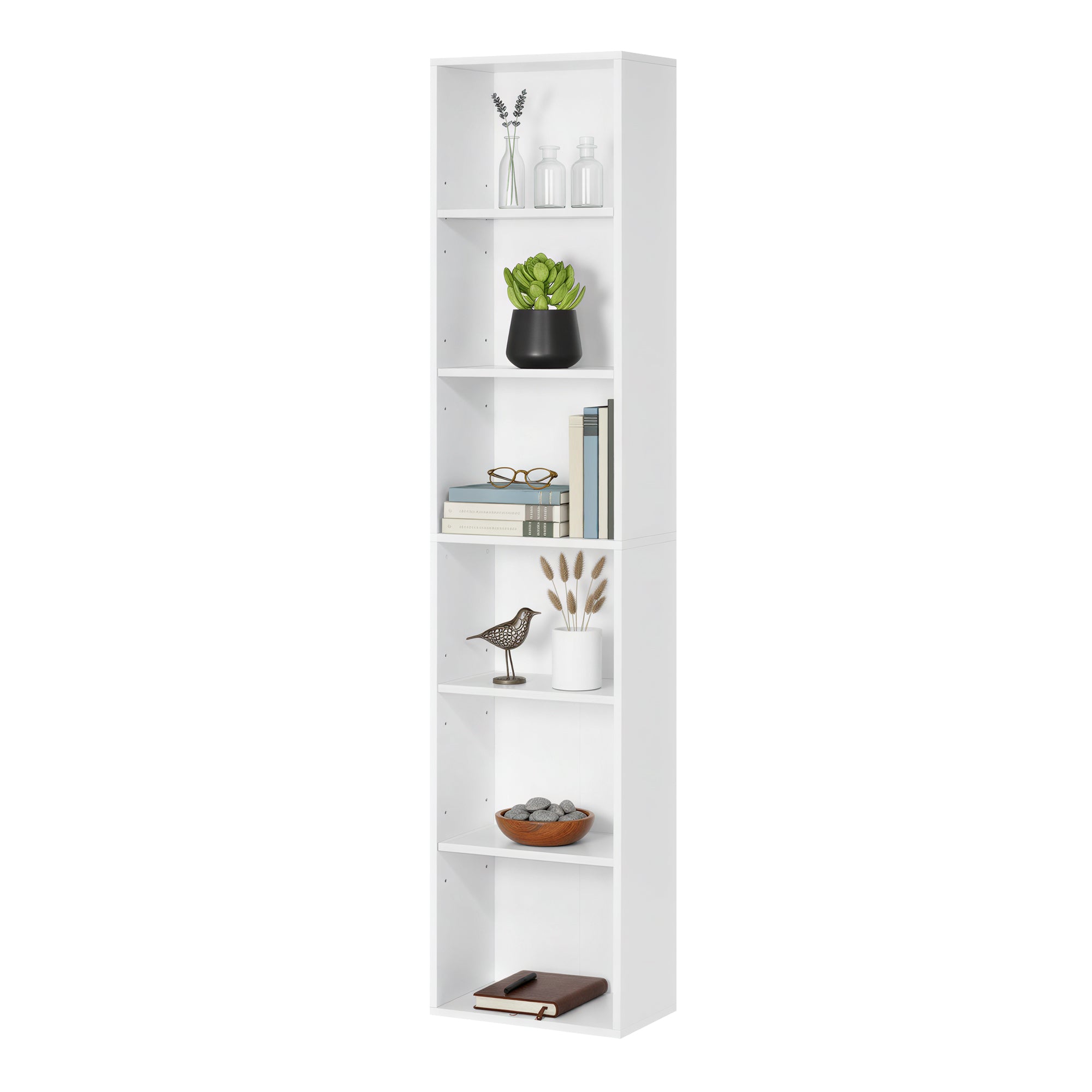6 stufiges Bücherregal, Standregal im skandinavischen Stil, für Wohnzimmer