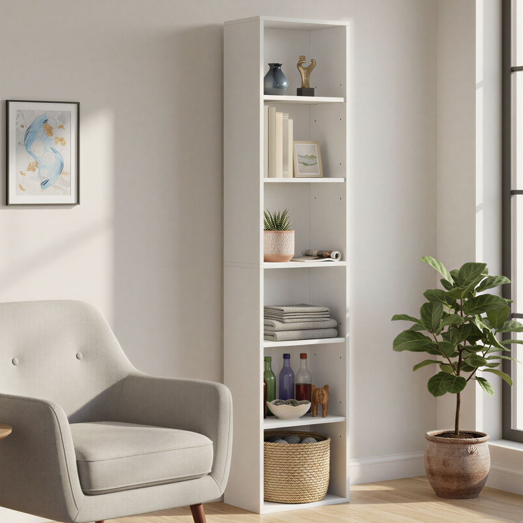 6 stufiges Bücherregal, Standregal im skandinavischen Stil, für Wohnzimmer