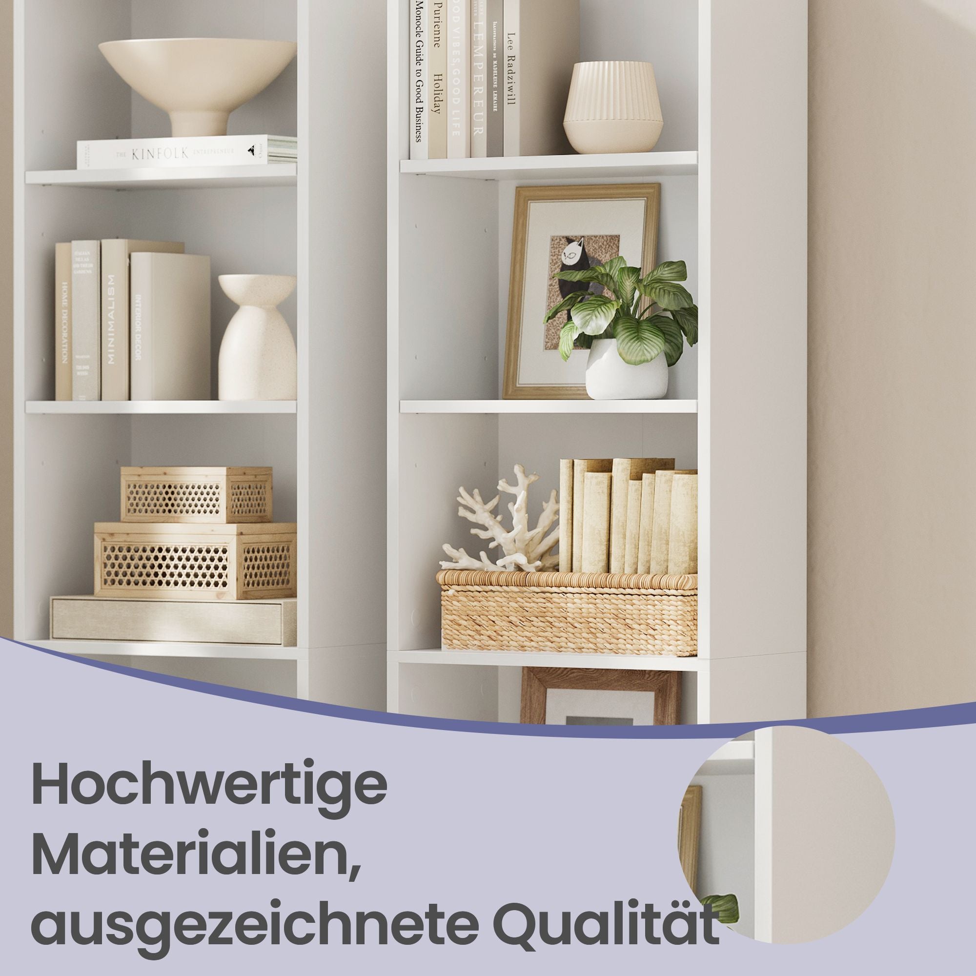6 stufiges Bücherregal, Standregal im skandinavischen Stil, für Wohnzimmer