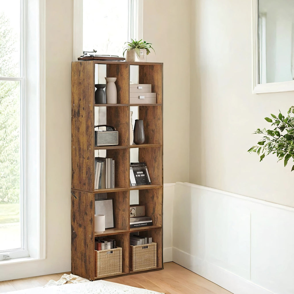 Bücherregal, mit 10 Fächern vintagebraun