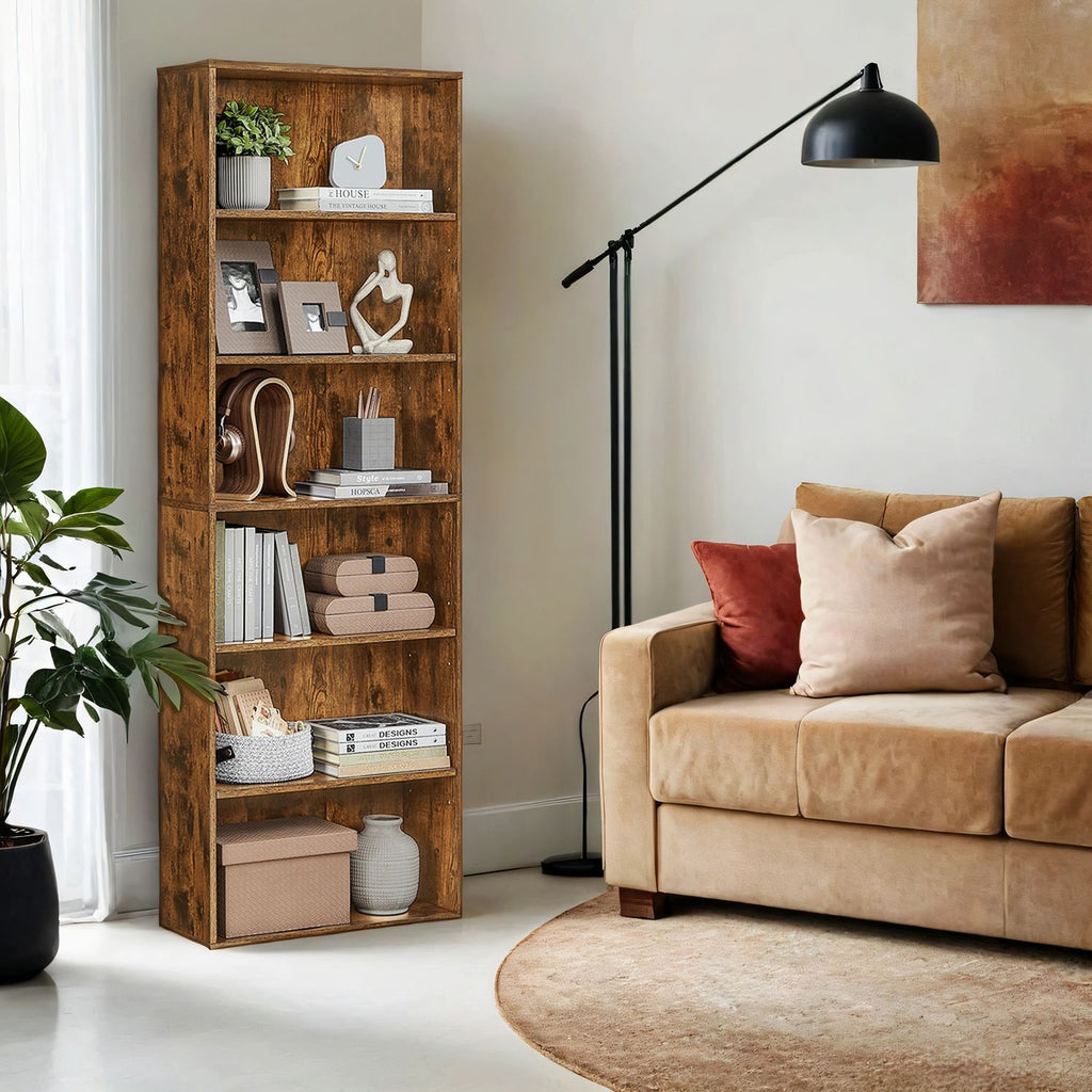 6 stufiges Bücherregal, Standregal im skandinavischen Stil, für Wohnzimmer