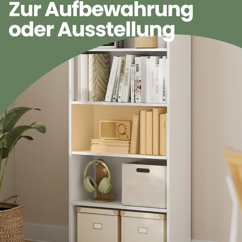 6 stufiges Bücherregal, Standregal im skandinavischen Stil, für Wohnzimmer