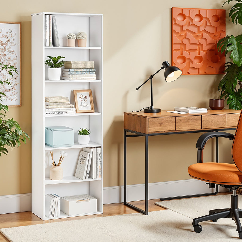6 stufiges Bücherregal, Standregal im skandinavischen Stil, für Wohnzimmer