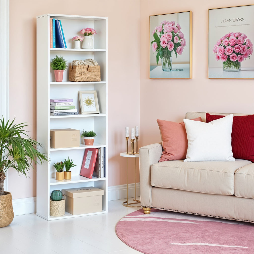 6 stufiges Bücherregal, Standregal im skandinavischen Stil, für Wohnzimmer