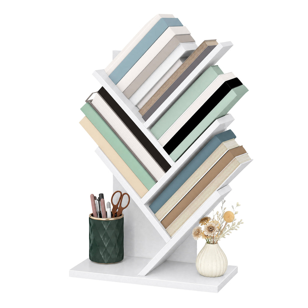 Bücherregal 5 Ebenen, Standregal Baumform, Eckregal platzsparend