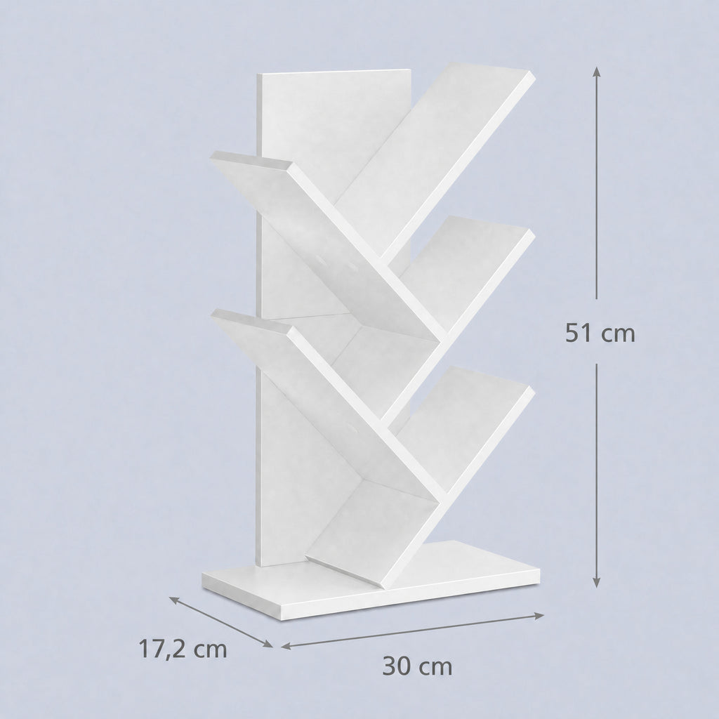 Bücherregal 5 Ebenen, Standregal Baumform, Eckregal platzsparend