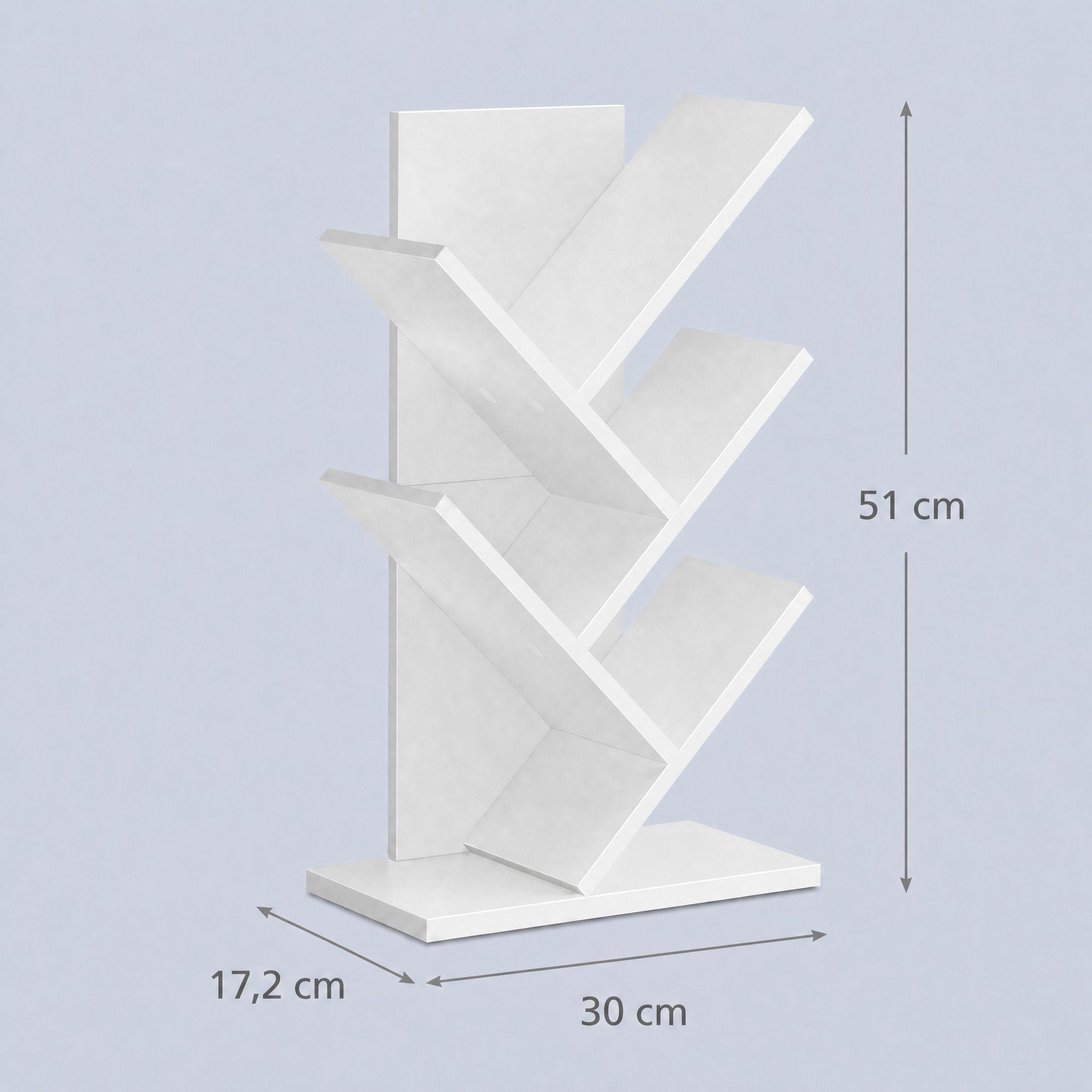 Bücherregal 5 Ebenen, Standregal Baumform, Eckregal platzsparend