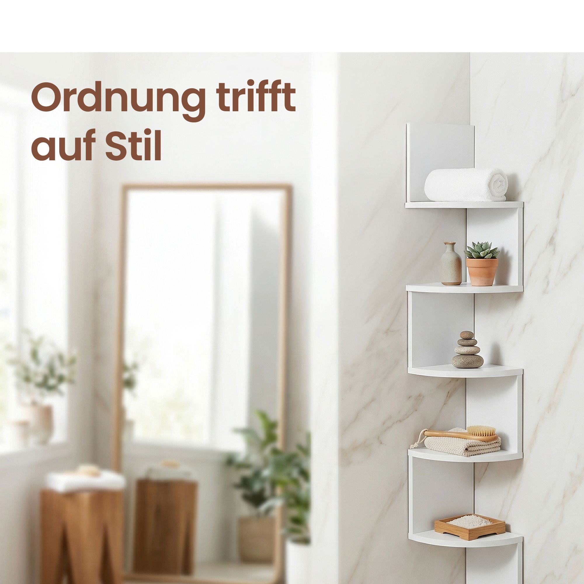 Eckregal, Wandregal 5 Ebenen, Schweberegal für Bücher
