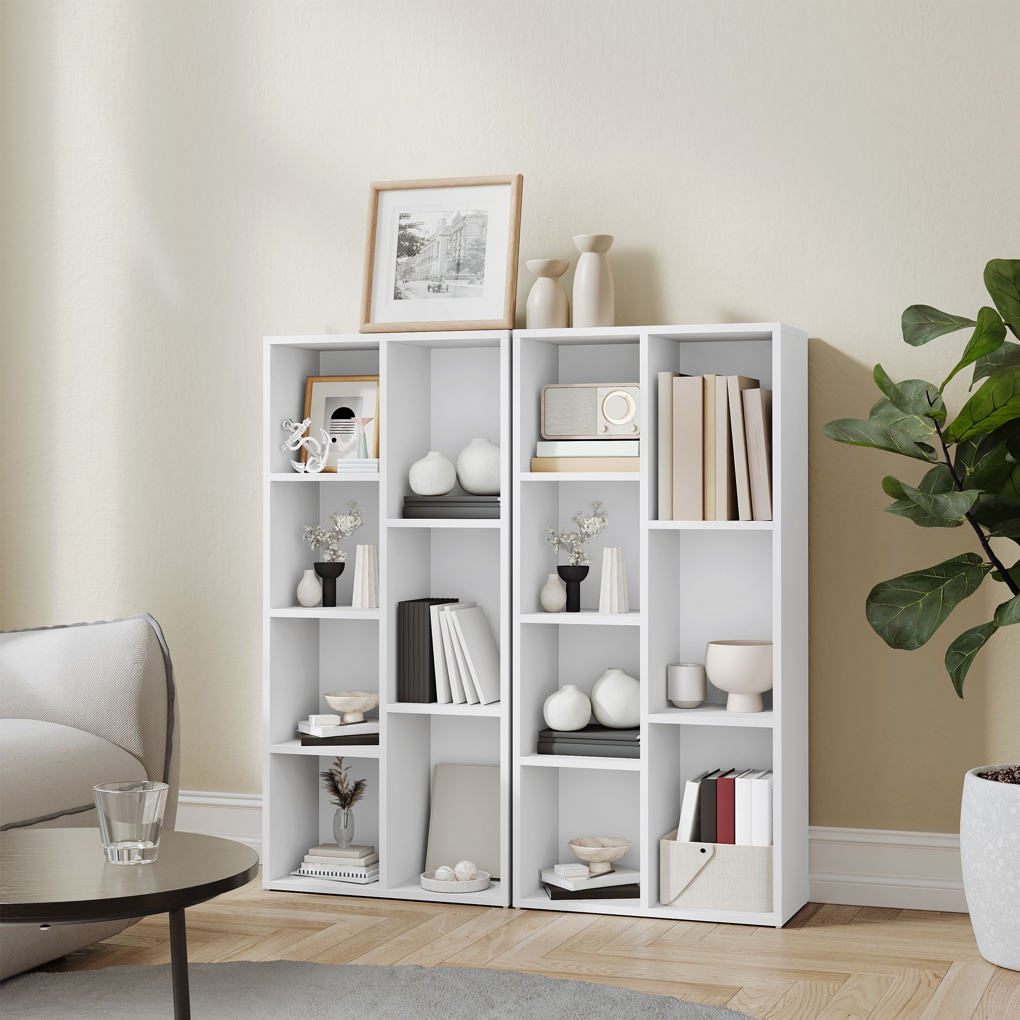 Regal mit 7 Fächern, freistehend, Standregal für Büro
