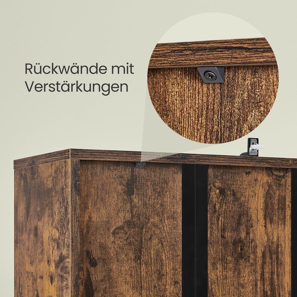 Bücherregal, 6-stöckiges hohes Regal, Standregal mit Türen und offenen Fächern