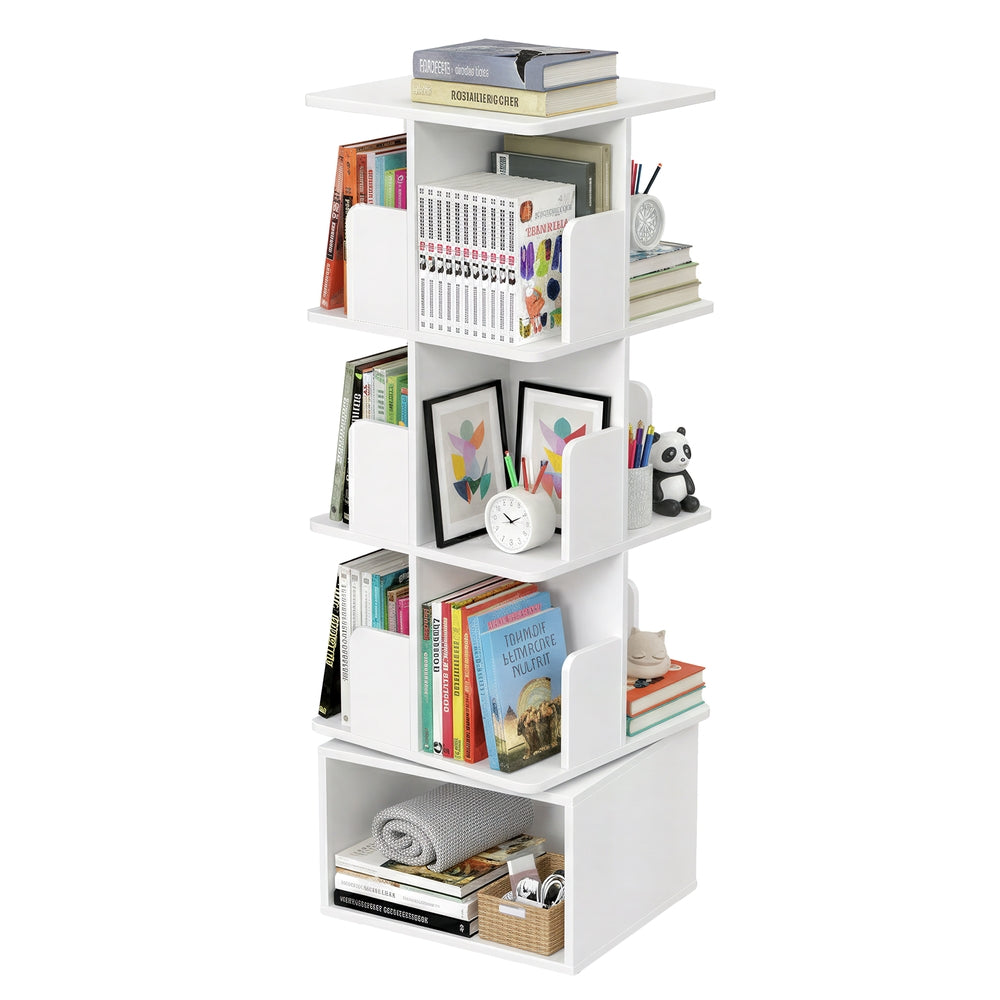 Bücherregal mit 4 Ebenen, drehbares Standregal, mit offenen Fächern