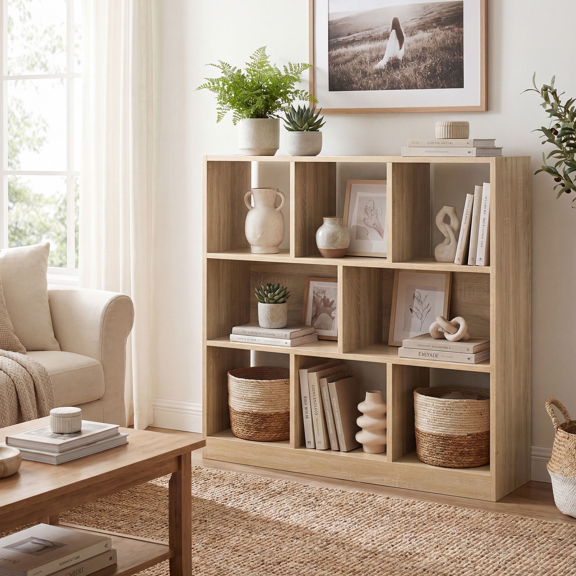 Würfelregal mit 8 offenen Fächern, Regal flexibel stellbar, Standregal für Büro oder Wohnzimmer