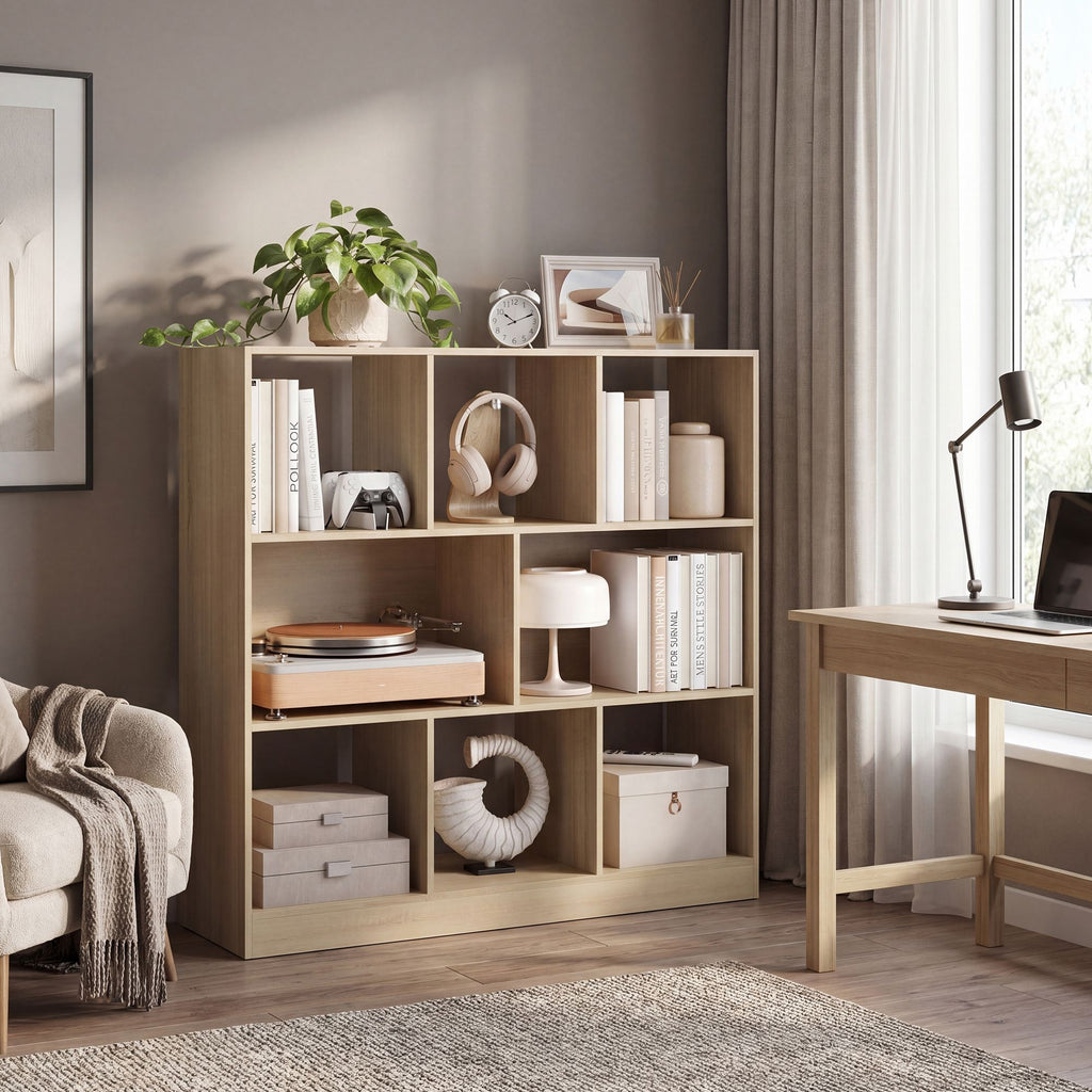 Würfelregal mit 8 offenen Fächern, Regal flexibel stellbar, Standregal für Büro oder Wohnzimmer