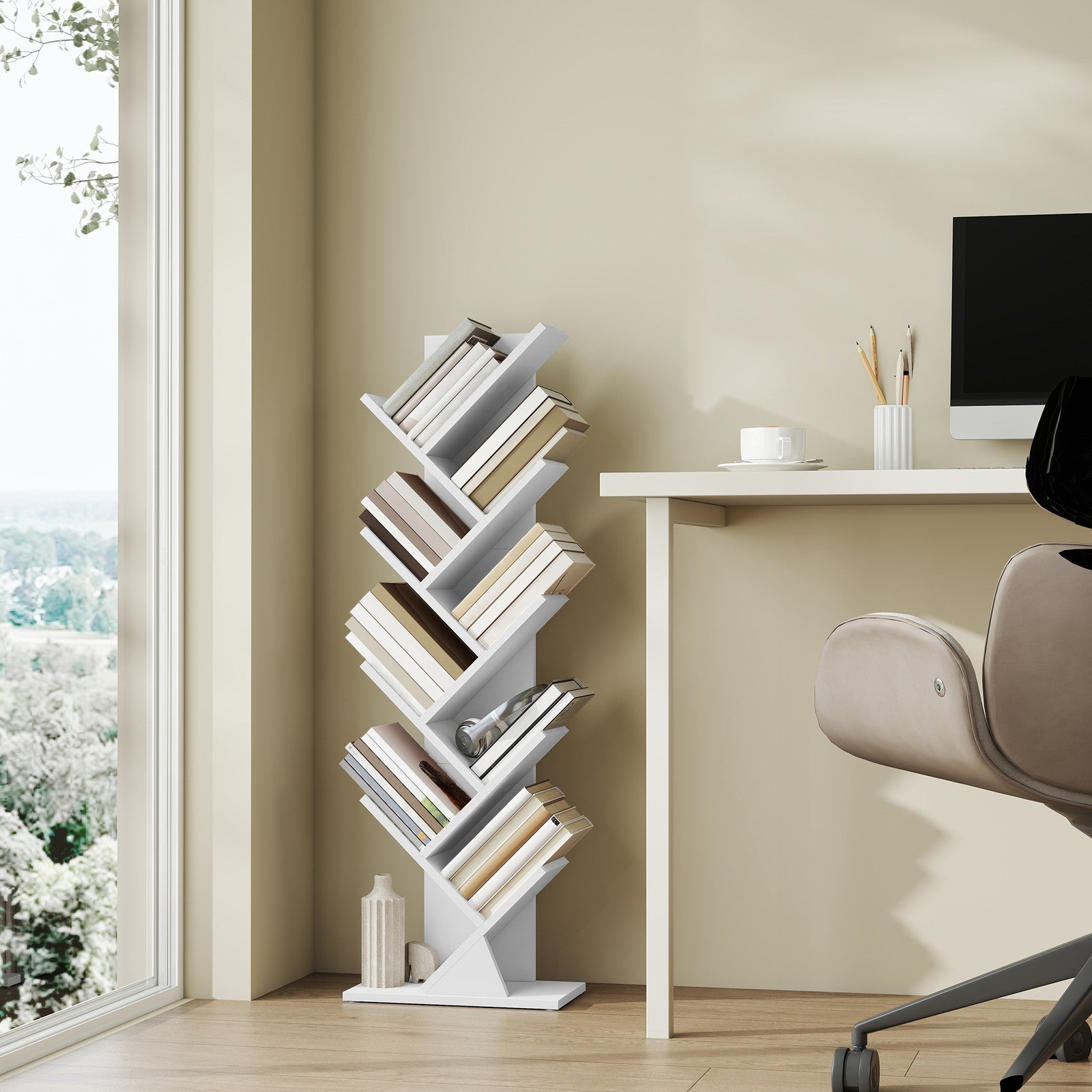 Standregal in Baumform, Bücherregal, 20 x 38 x 115
