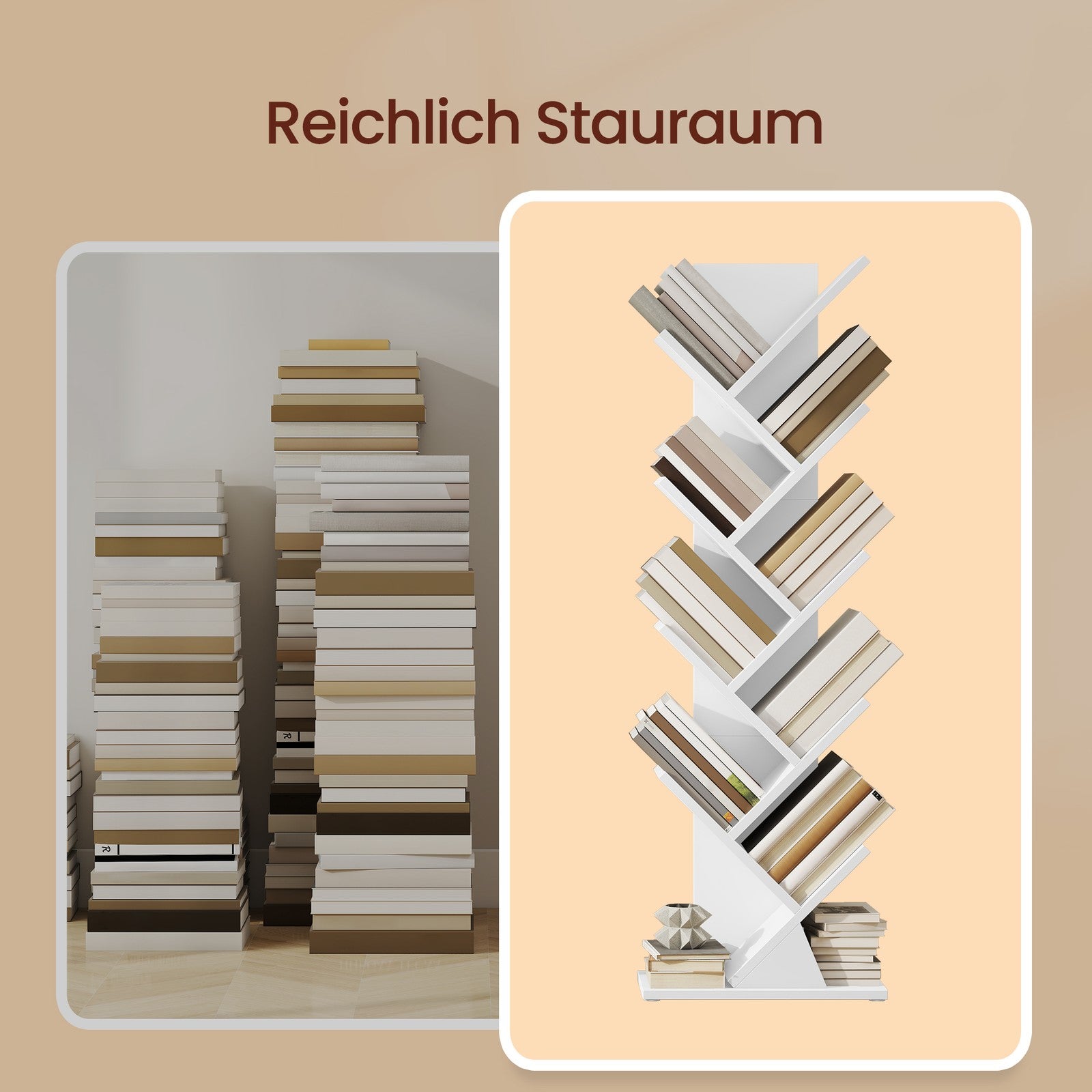Standregal in Baumform, Bücherregal, 20 x 38 x 115