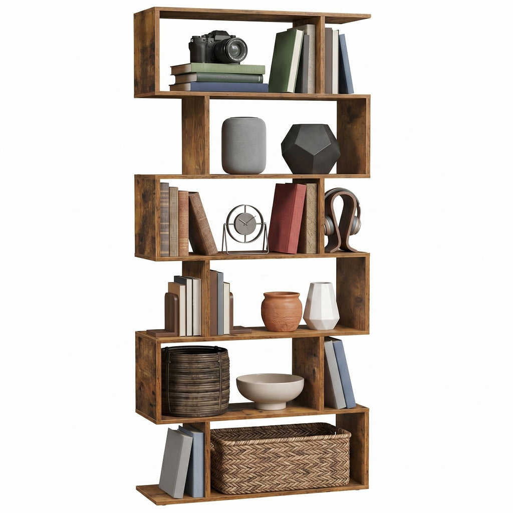 VASAGLE Bookshelves, 6-Tier Bookcase, Room Divider