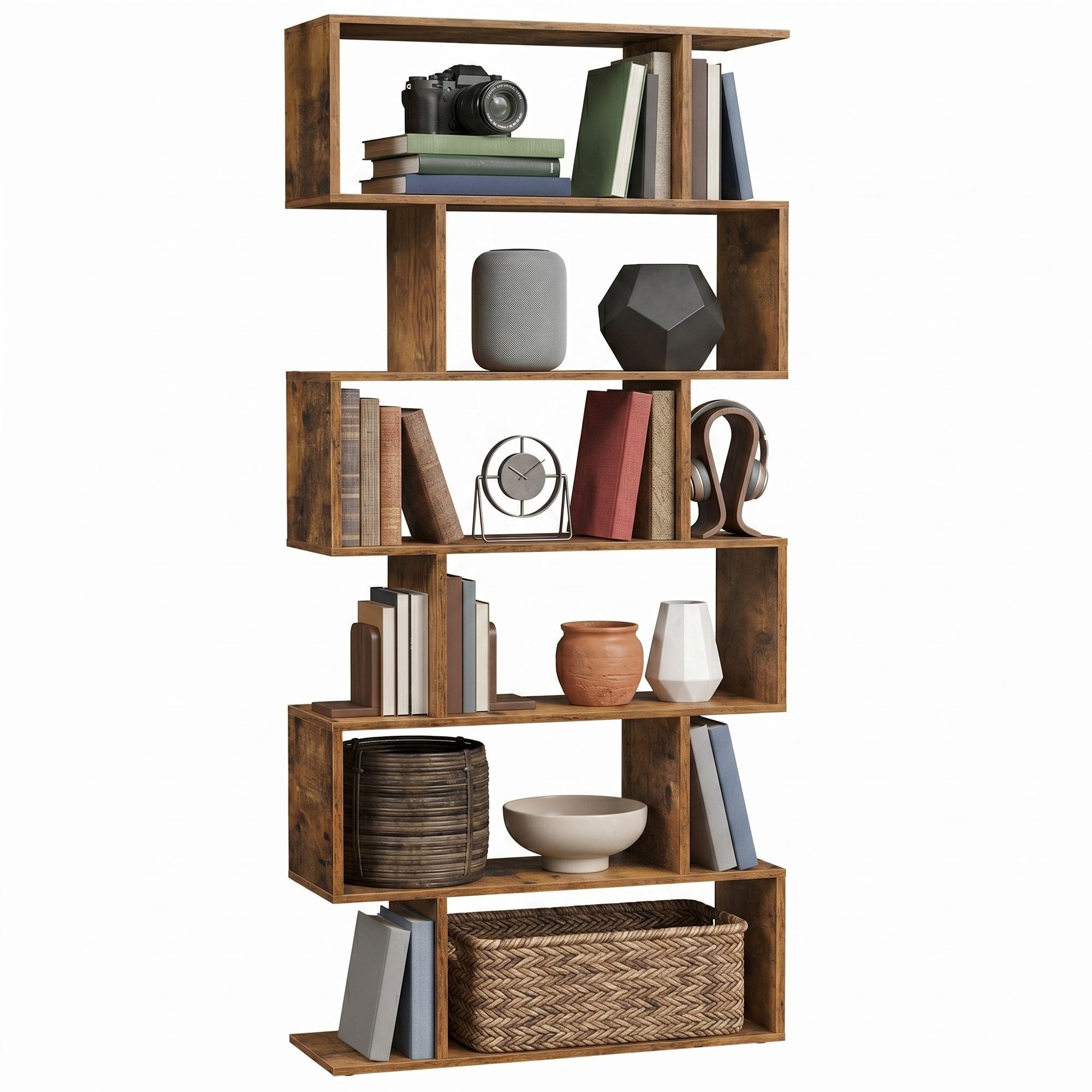 VASAGLE Bookshelves, 6-Tier Bookcase, Room Divider