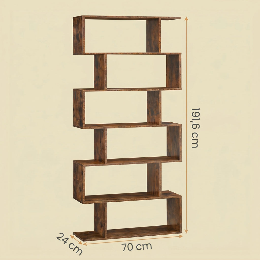 VASAGLE Bookshelves, 6-Tier Bookcase, Room Divider