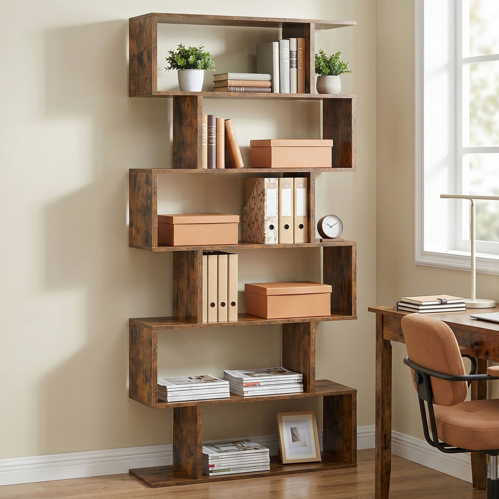 VASAGLE Bookshelves, 6-Tier Bookcase, Room Divider