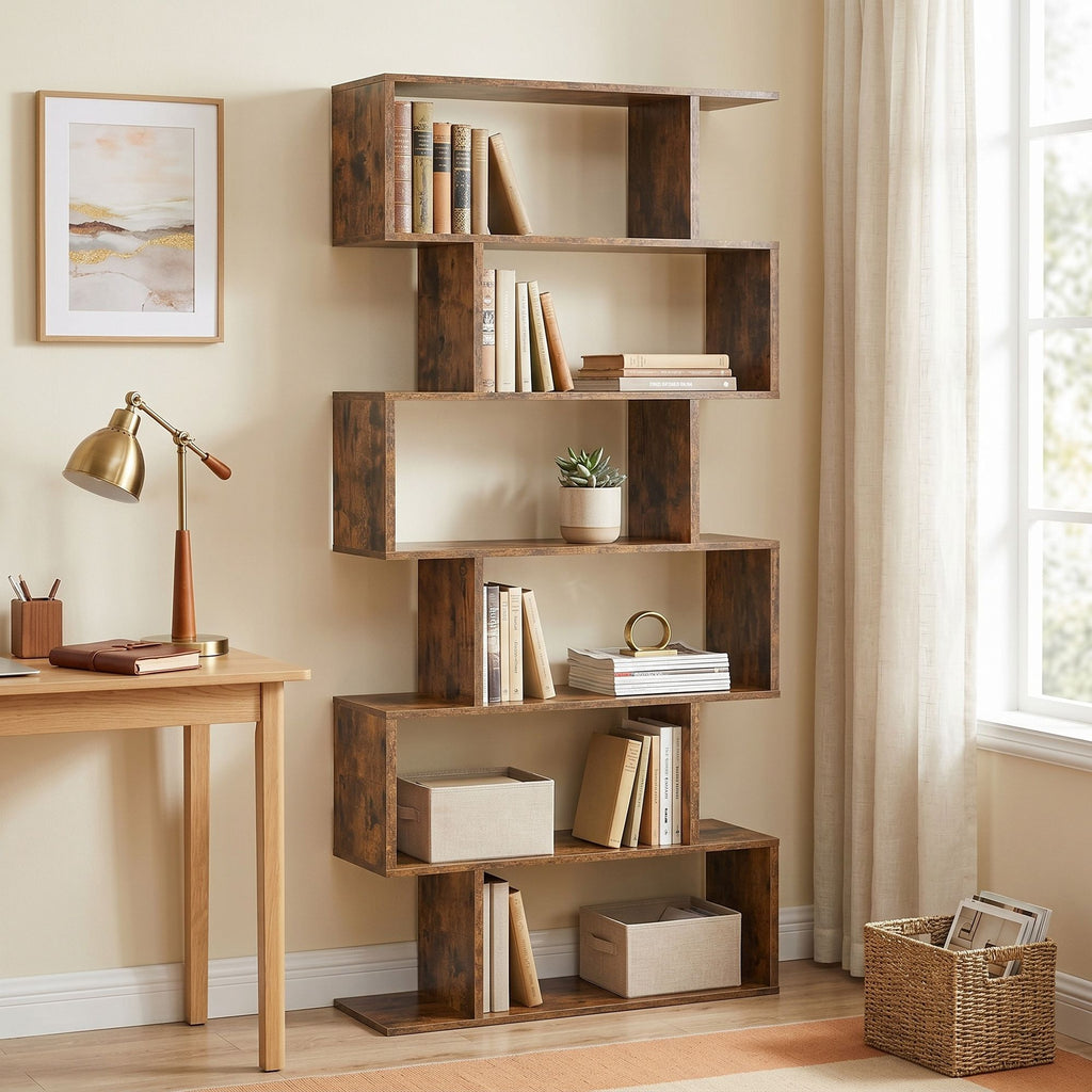 VASAGLE Bookshelves, 6-Tier Bookcase, Room Divider