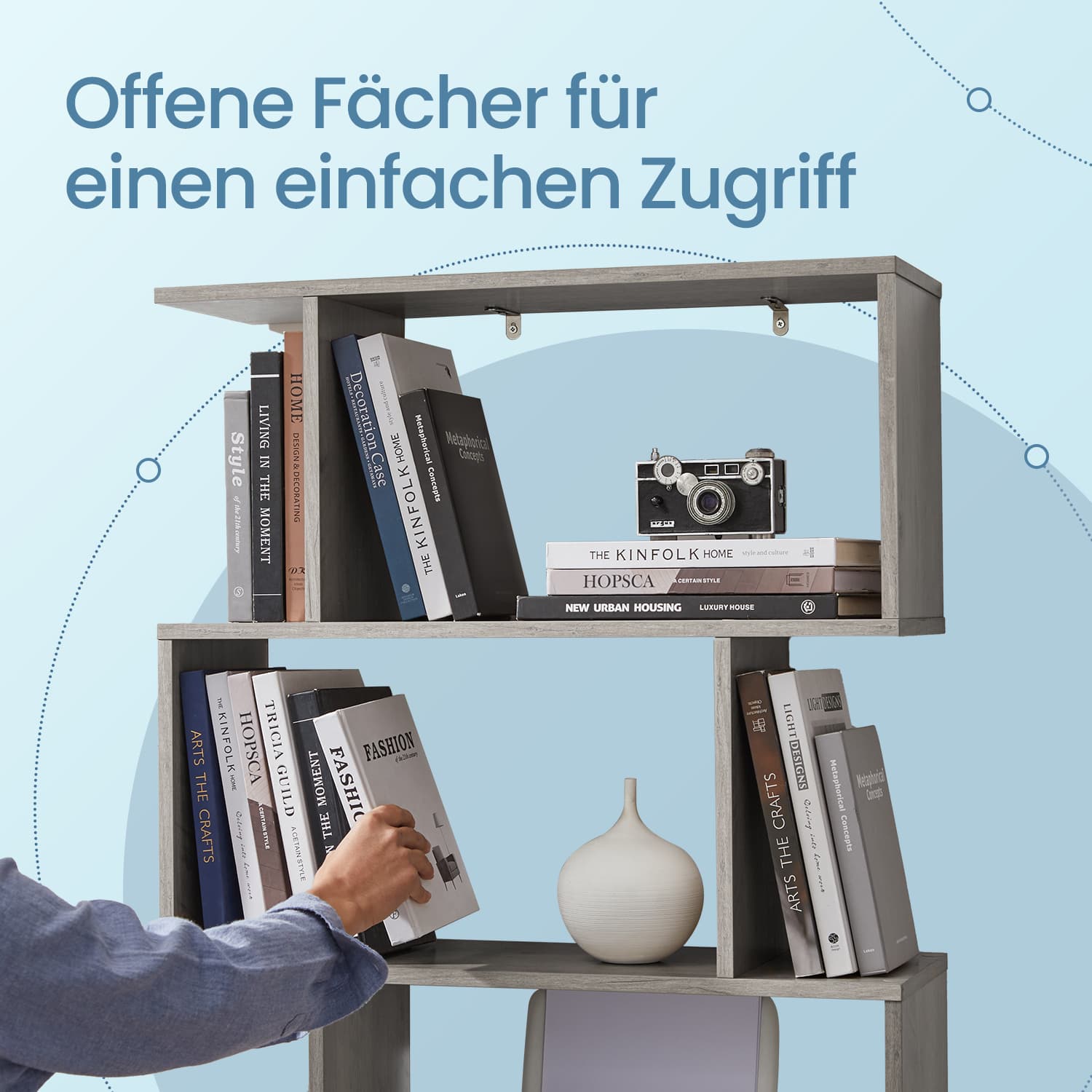 6 stufiges Bücherregal, Standregal freistehend, Büroregal zur Präsentation