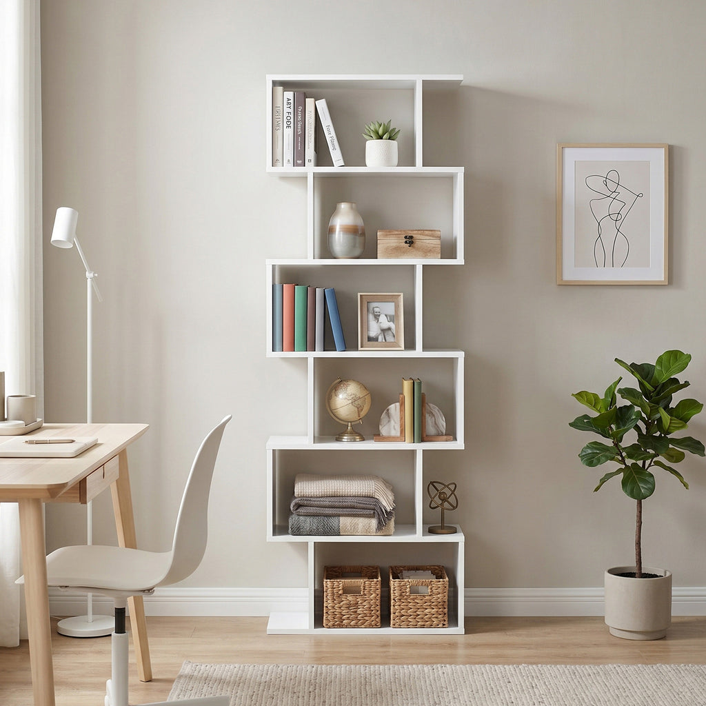 VASAGLE Bookshelves, 6-Tier Bookcase, Room Divider