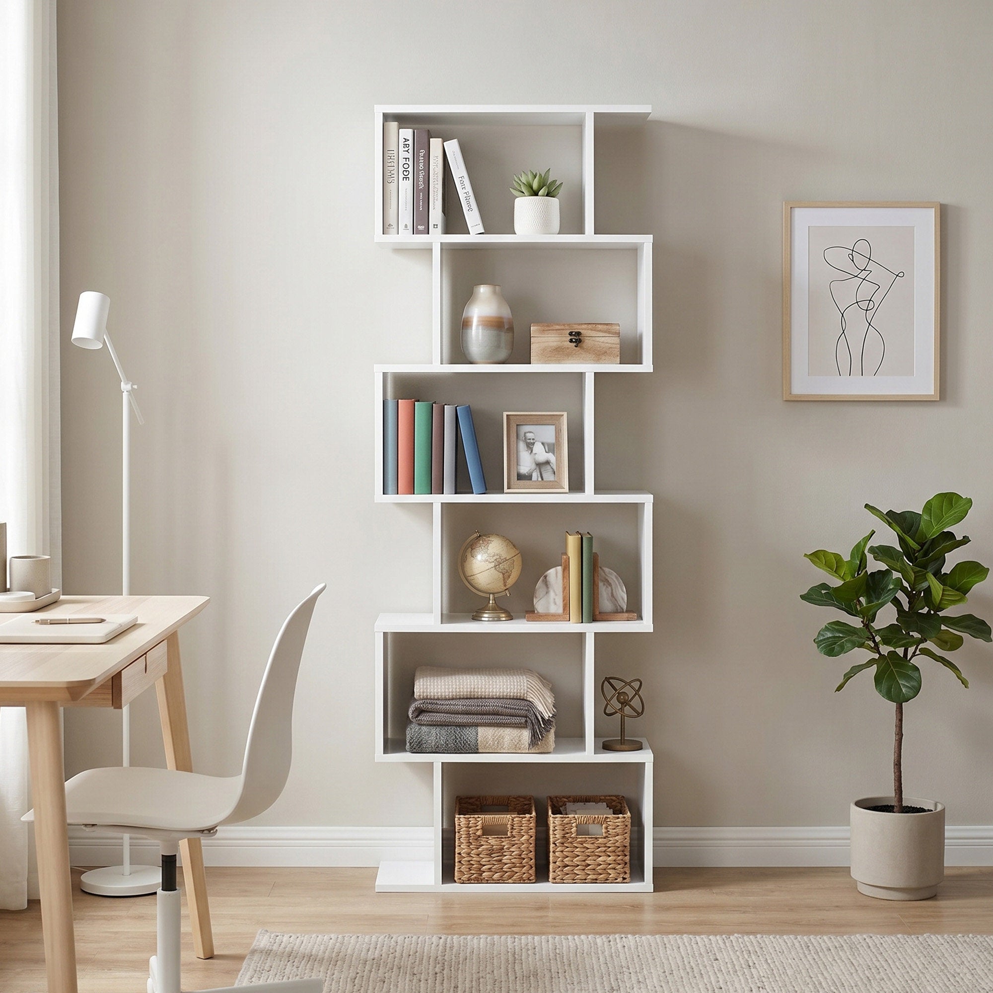VASAGLE Bookshelves, 6-Tier Bookcase, Room Divider