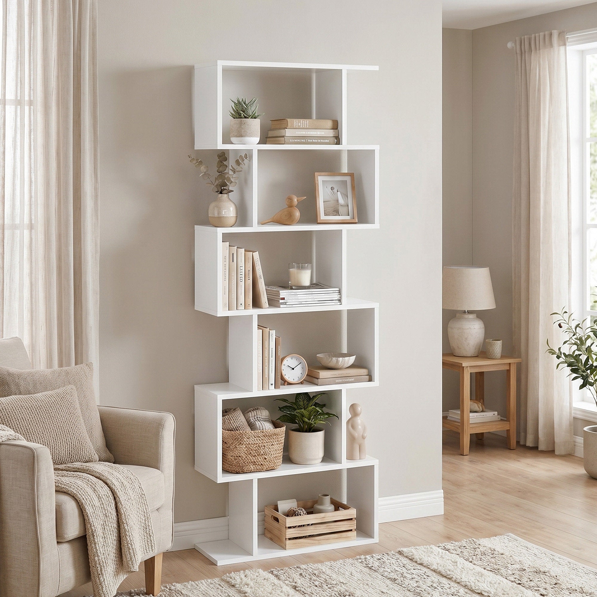 VASAGLE Bookshelves, 6-Tier Bookcase, Room Divider