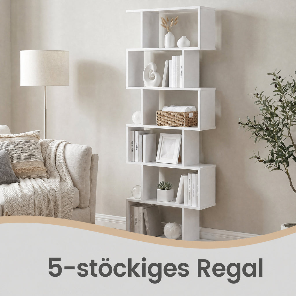VASAGLE Bookshelves, 6-Tier Bookcase, Room Divider
