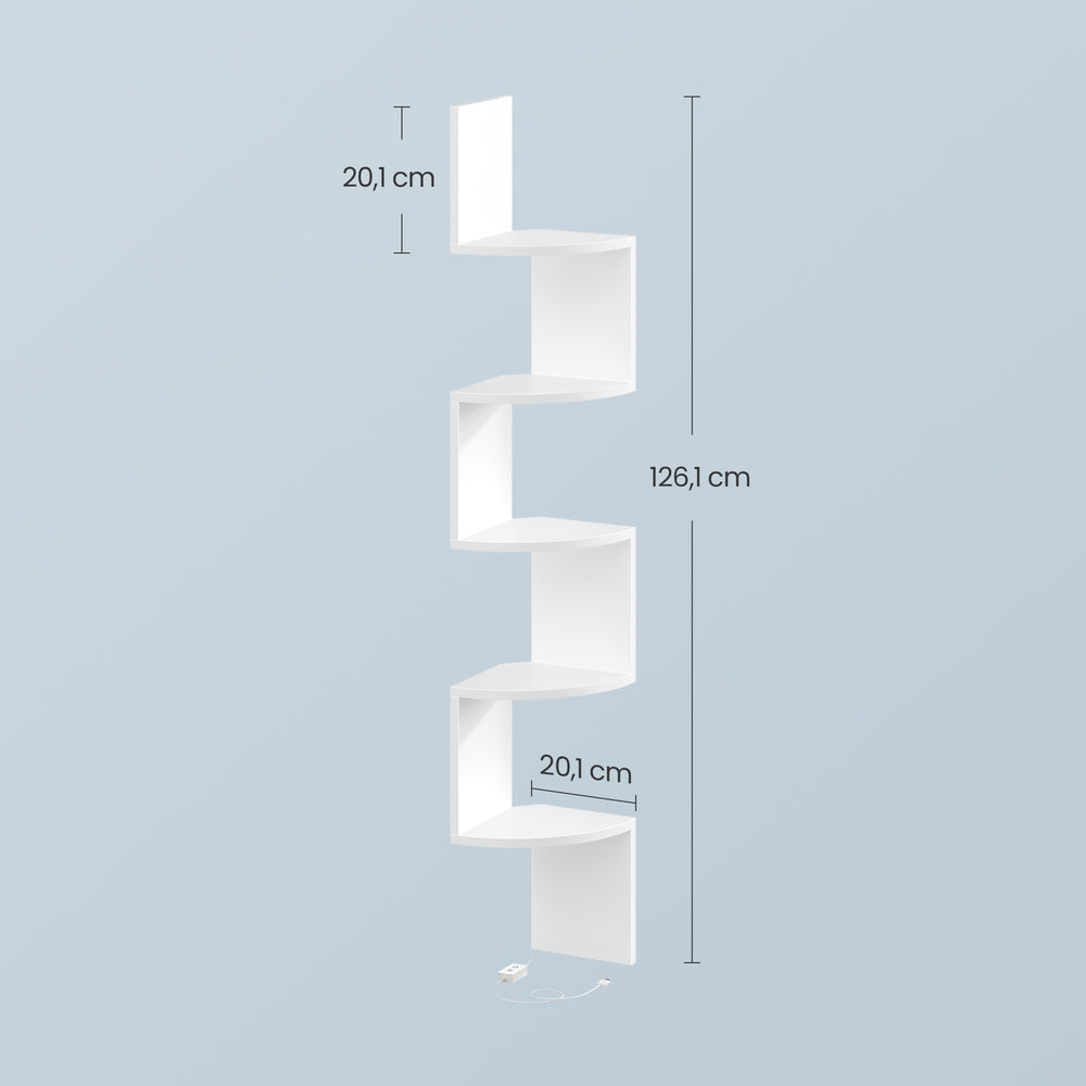 Eckregal mit LED-Beleuchtung, Wandregal 5-stufig, Fernbedienung