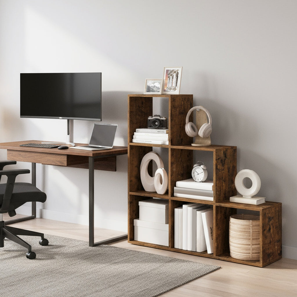 Bücherregal mit 6 Fächern, Aufbewahrungssystem, Regal für Wohnzimmer