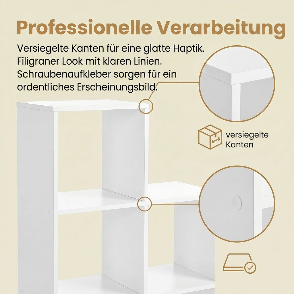 Bücherregal mit 6 Fächern, Regal offen, Stufenregal