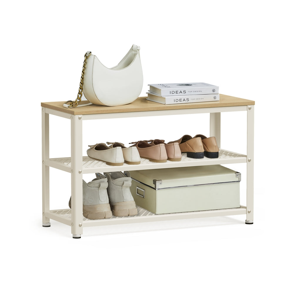 Schuhbank mit 2 Gitterablagen eichenbeige-klassikweiß