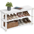 Schuhbank Bambus wolkenweiß 3 Ebenen 90x45,3 cm