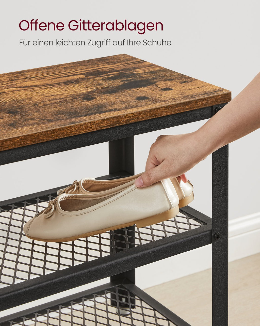 Industrie-Design Schuhbank & Regal
