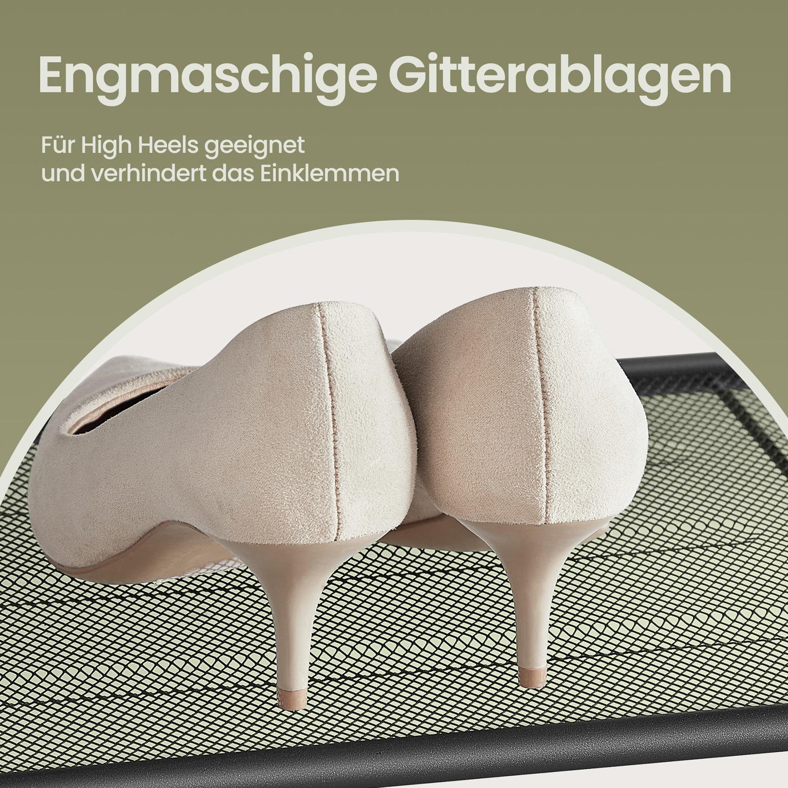Schuhregal, Schuhablage mit 4 Gitterebenen und großzügiger Oberfläche für Taschen, Eingangsbereich